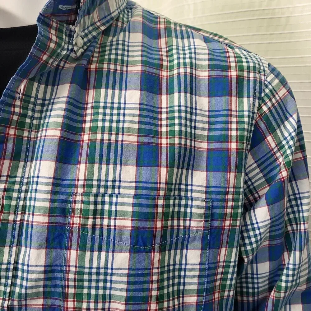 J. Crew Plaid Casual Dress Shirt Blue Multicolor Men's M